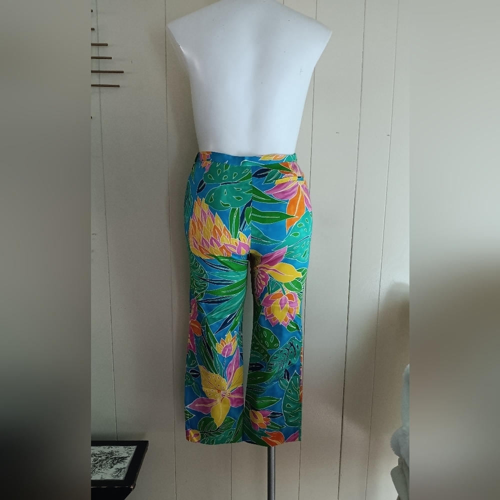 Lauren Ralph Lauren Tropical Print Ankle Pants Side Zip Colorful Sz 10 - Picture 3 of 15